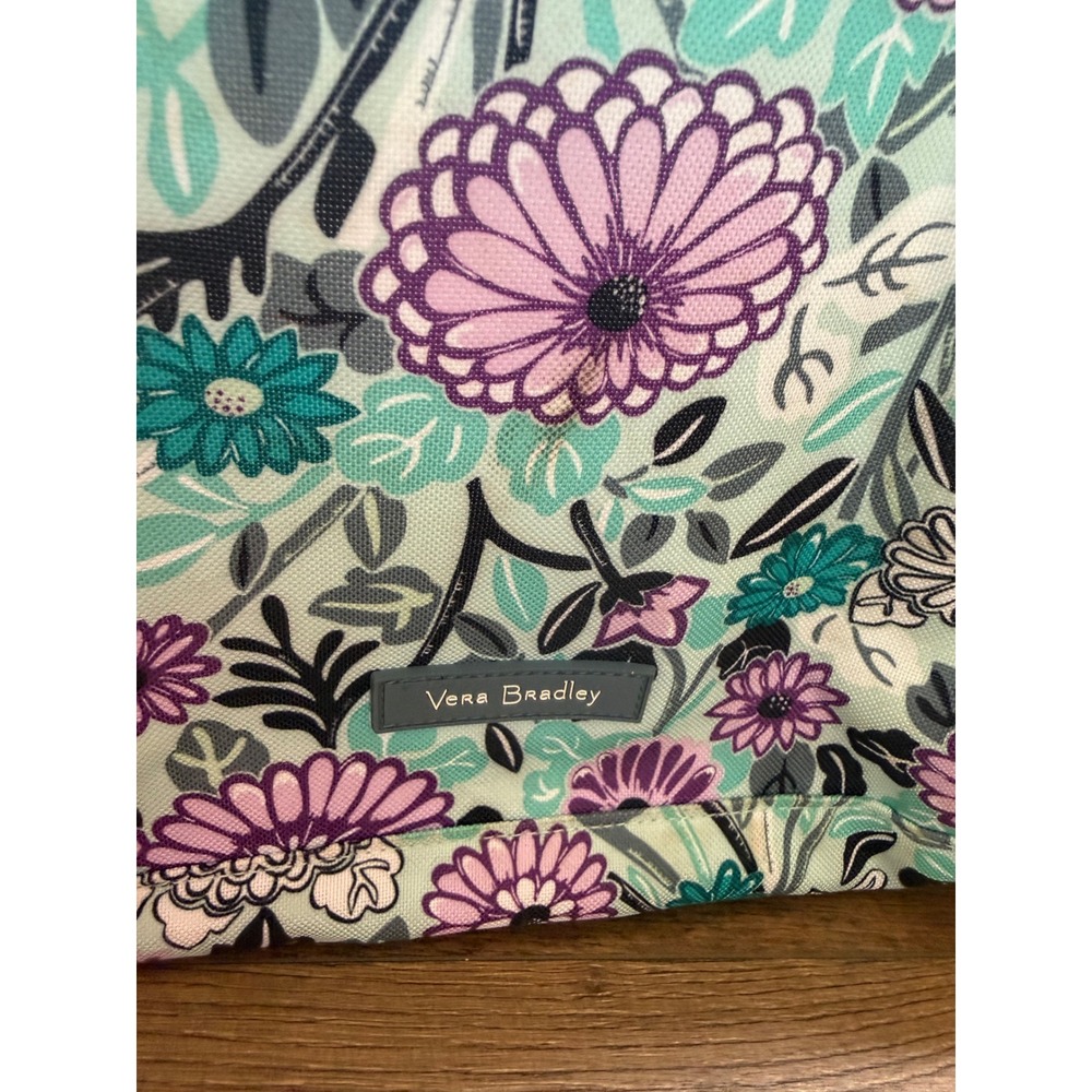 Vera Bradley Floral diaper bag Backpack Mint Purple Teal Canvas Multi-Pocket - Picture 3 of 16